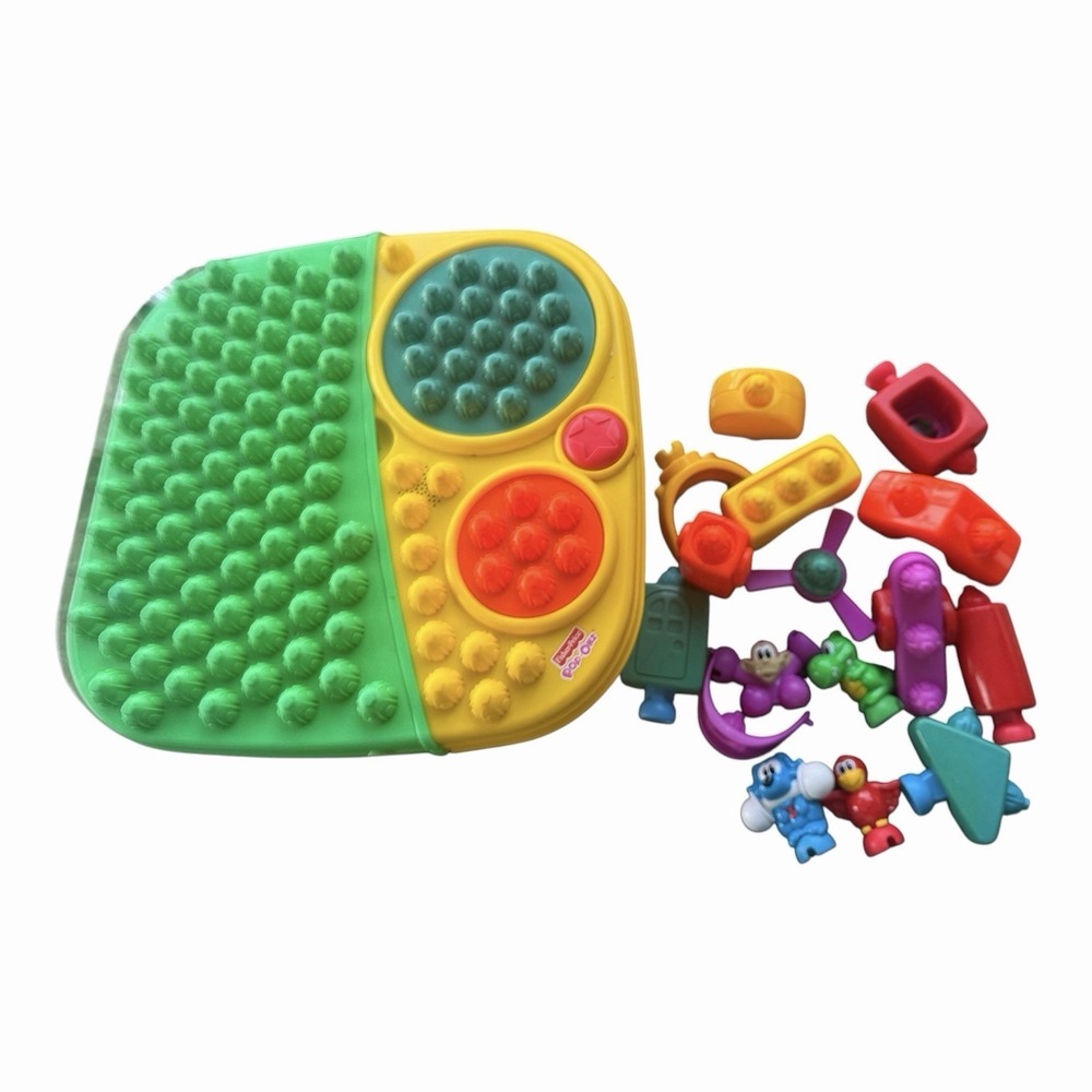 Fisher-Price POP-ONZ  Pop 'n Twirl Building Table Tested W Accessories Pieces